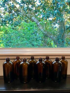 🤎 8 Amber Glass Apothecary 16 oz Bottles - Decorative Home Accent Wedding Decor
